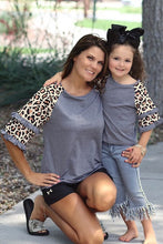 Load image into Gallery viewer, Mommy &amp; Me Gray with Cheetah printed sleeve - Mom
