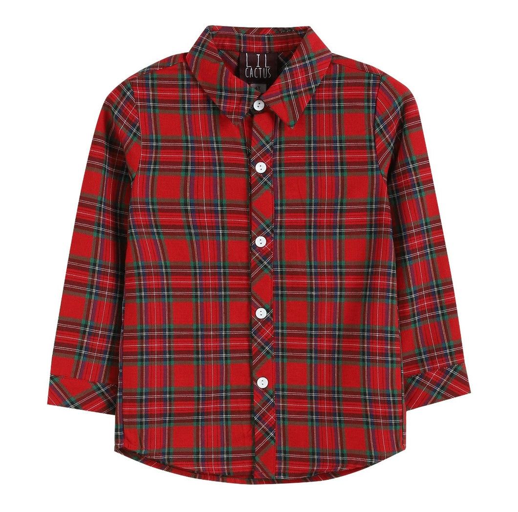 Red & Green Plaid Boy Button-Up