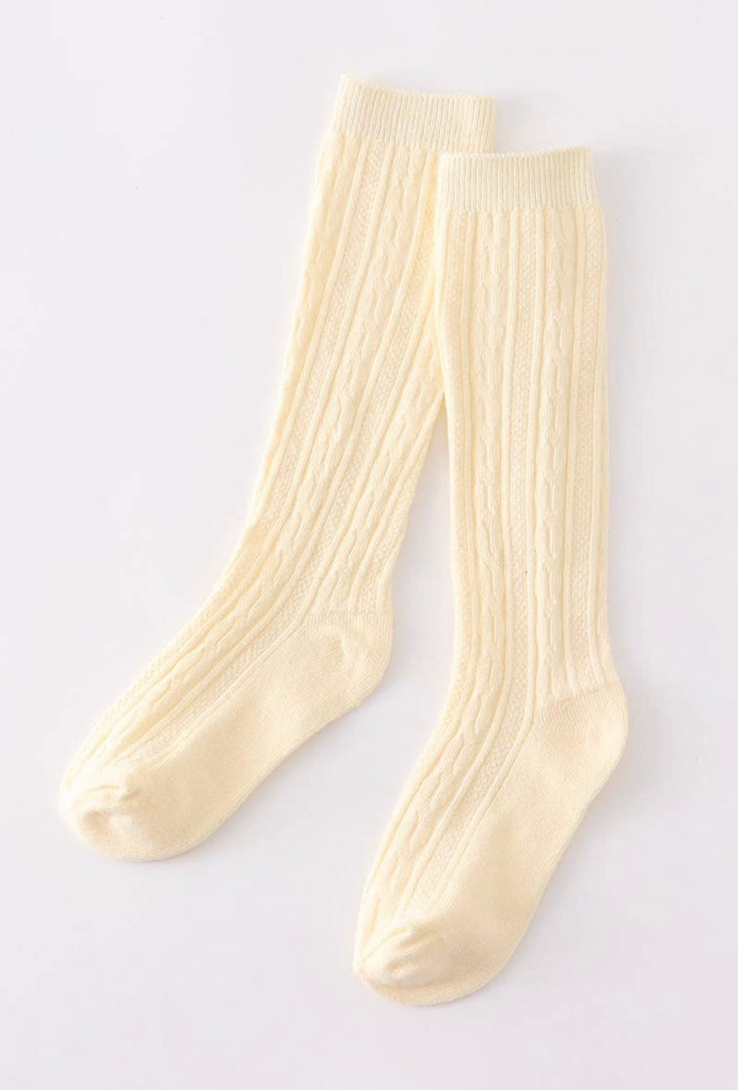 Cream Knit Knee High Sock