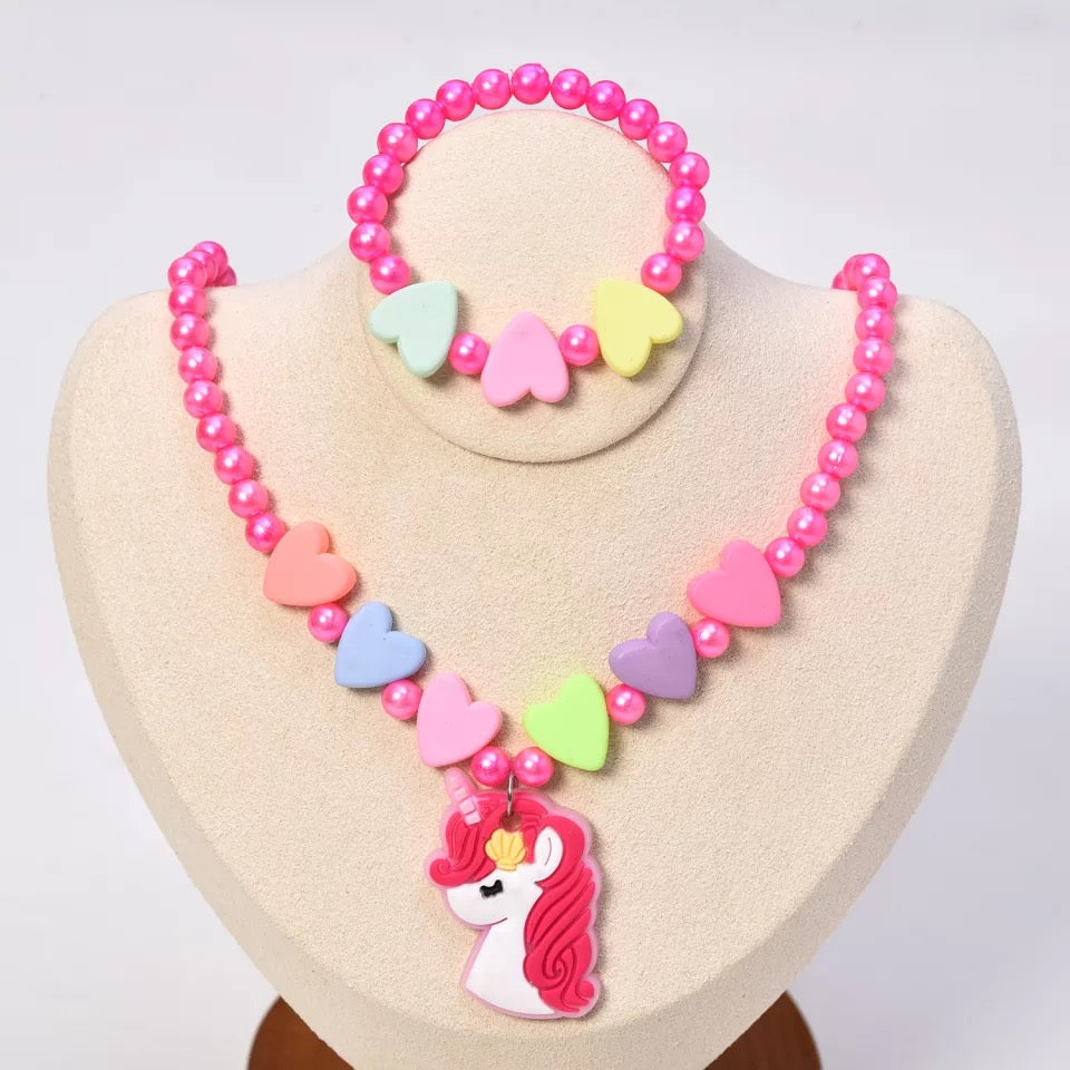 Girl's Unicorn Necklace & Bracelet Set