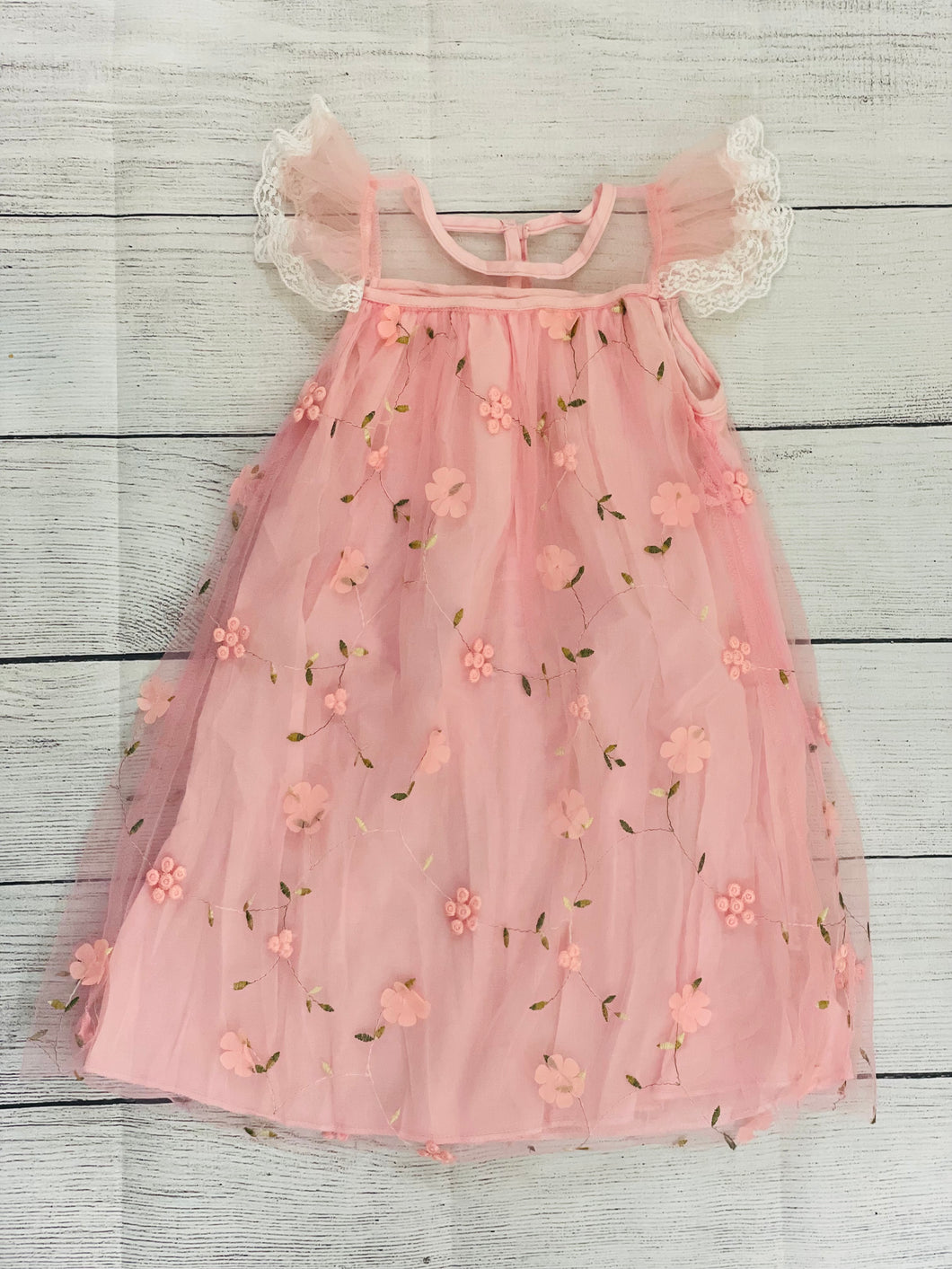 Pink Floral Tulle Dress