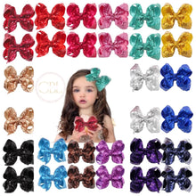 Load image into Gallery viewer, Set 2 Pig Tail Sparkly Sequin Bows - Different colors
