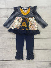Load image into Gallery viewer, Navy Floral Ruffle Set
