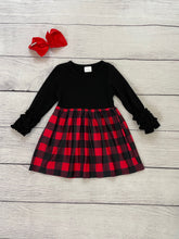 Load image into Gallery viewer, Red And Black Gingham Ruffle Dress
