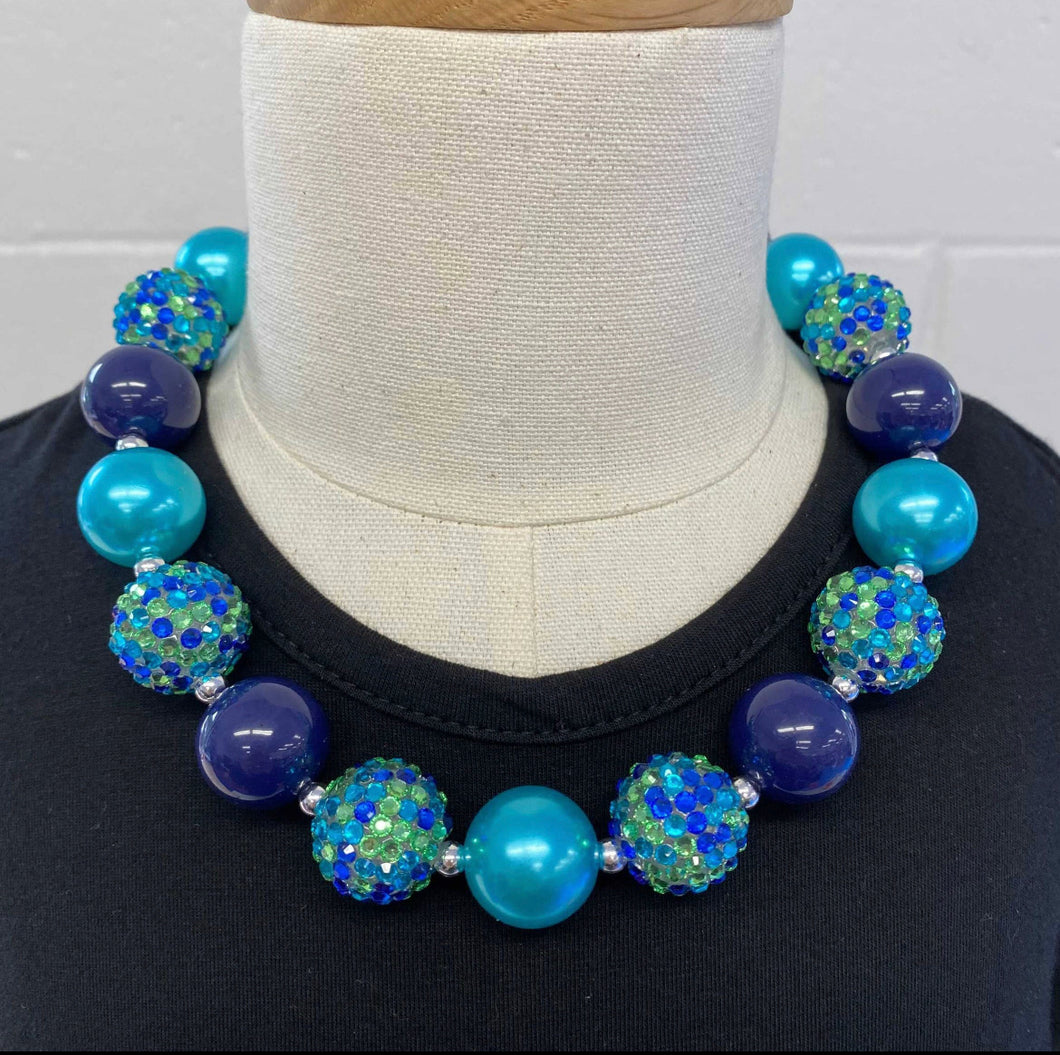 Teal Gorgeous Glitter Beaded Necklace