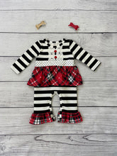 Load image into Gallery viewer, Red Plaid &amp; Stripes Baby Romper

