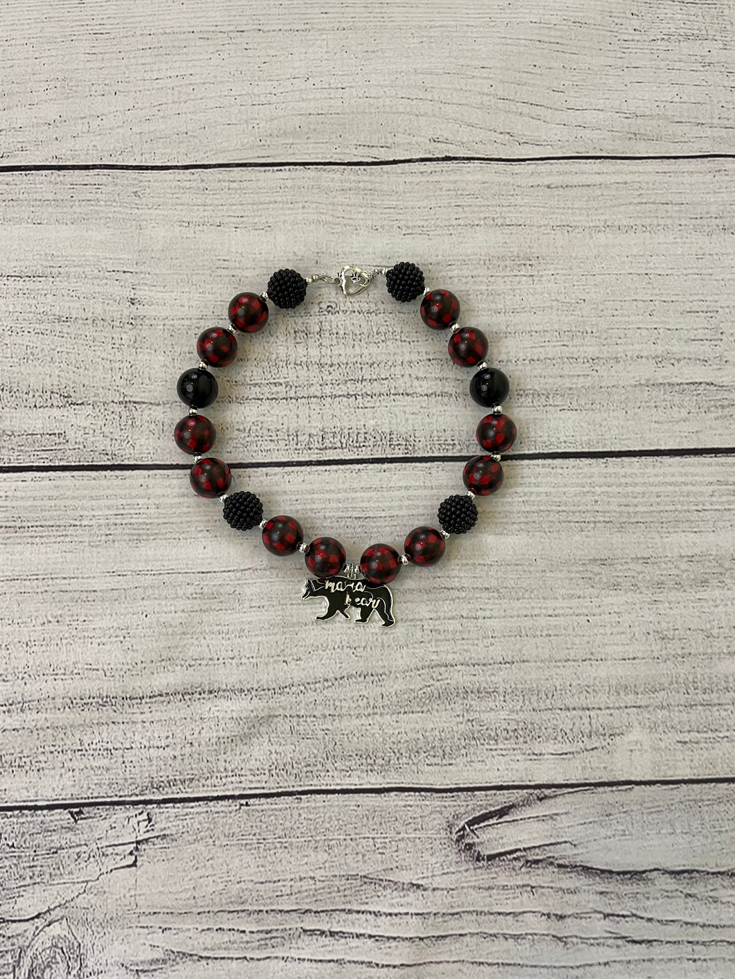 Red, Black & Bear Bubble Necklace