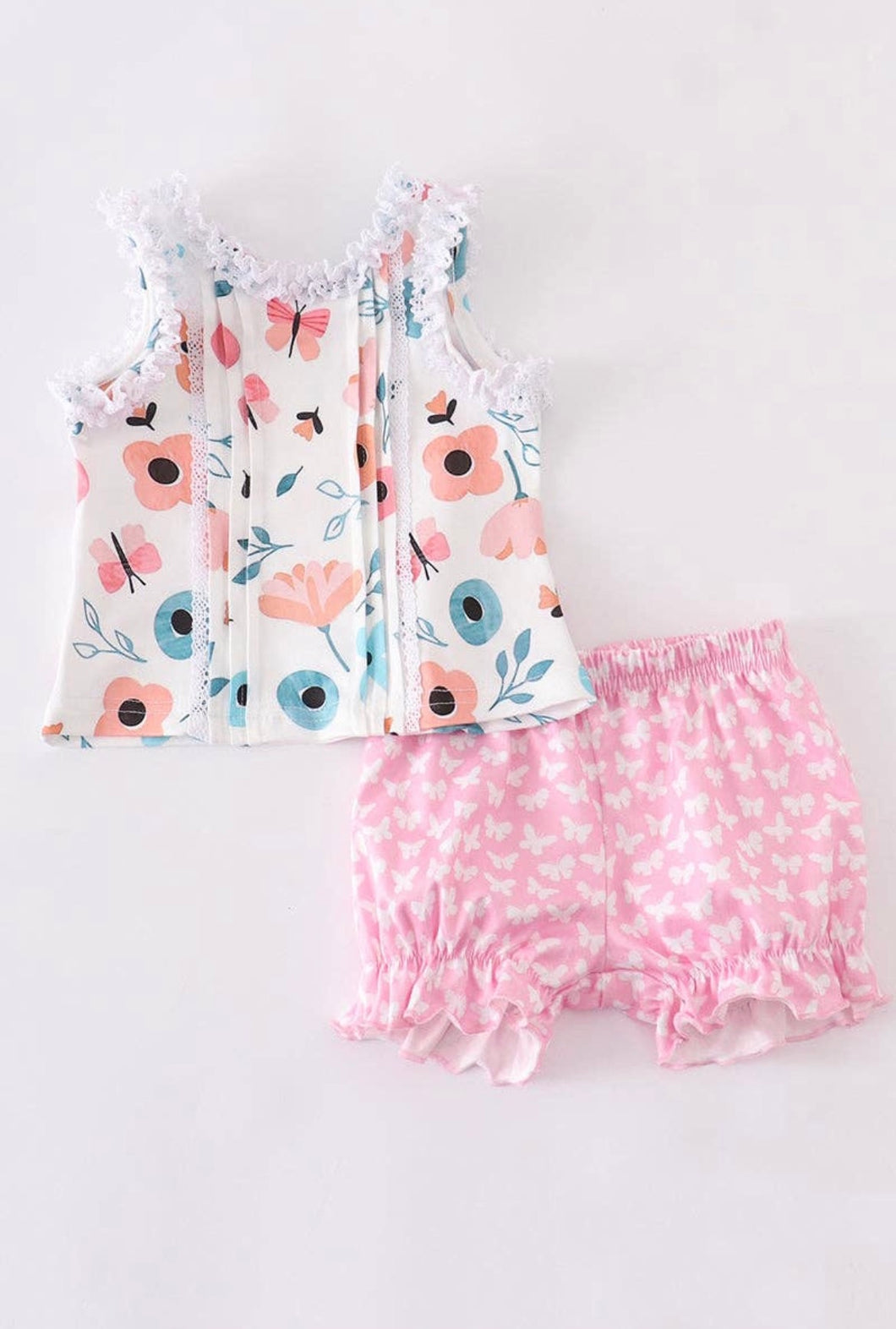 Pink Floral Ruffle Baby Girl Set