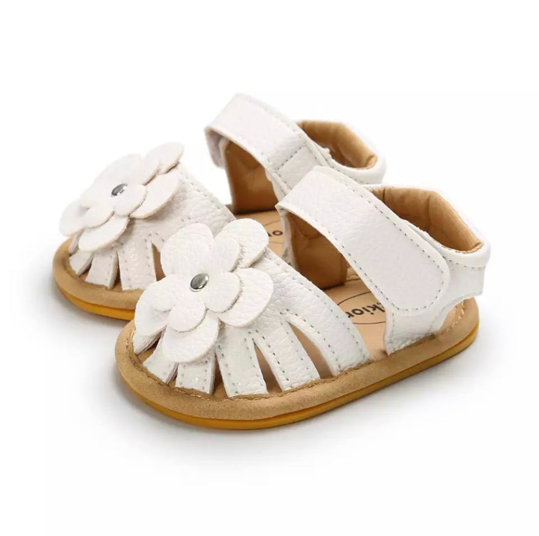 White Flower Baby Sandals
