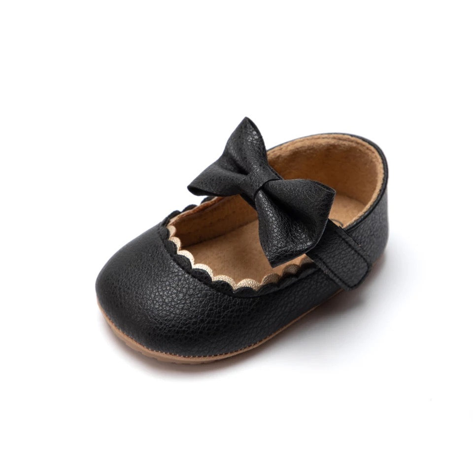 Butterfly Knot Mary Janes Baby Shoes - Black Color