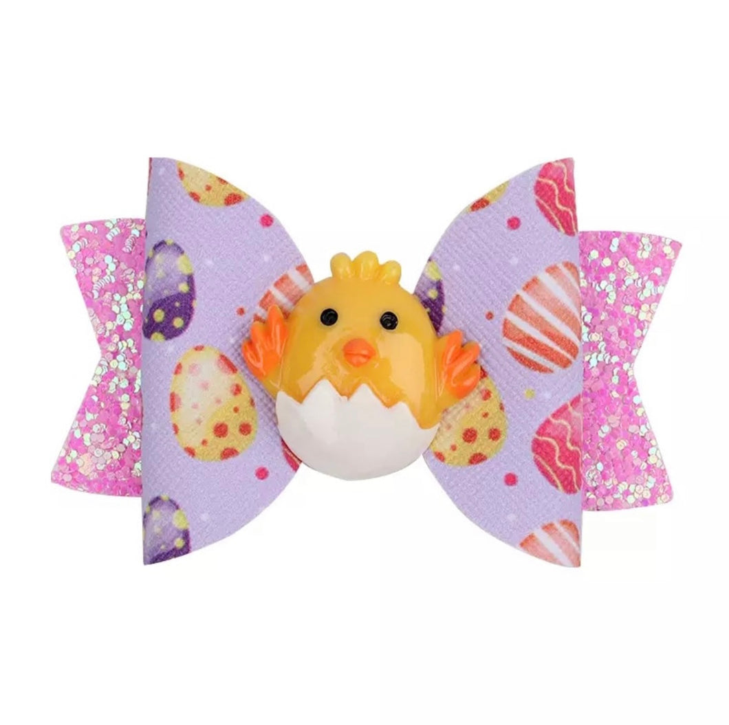 Lilac Easter Chick Bow