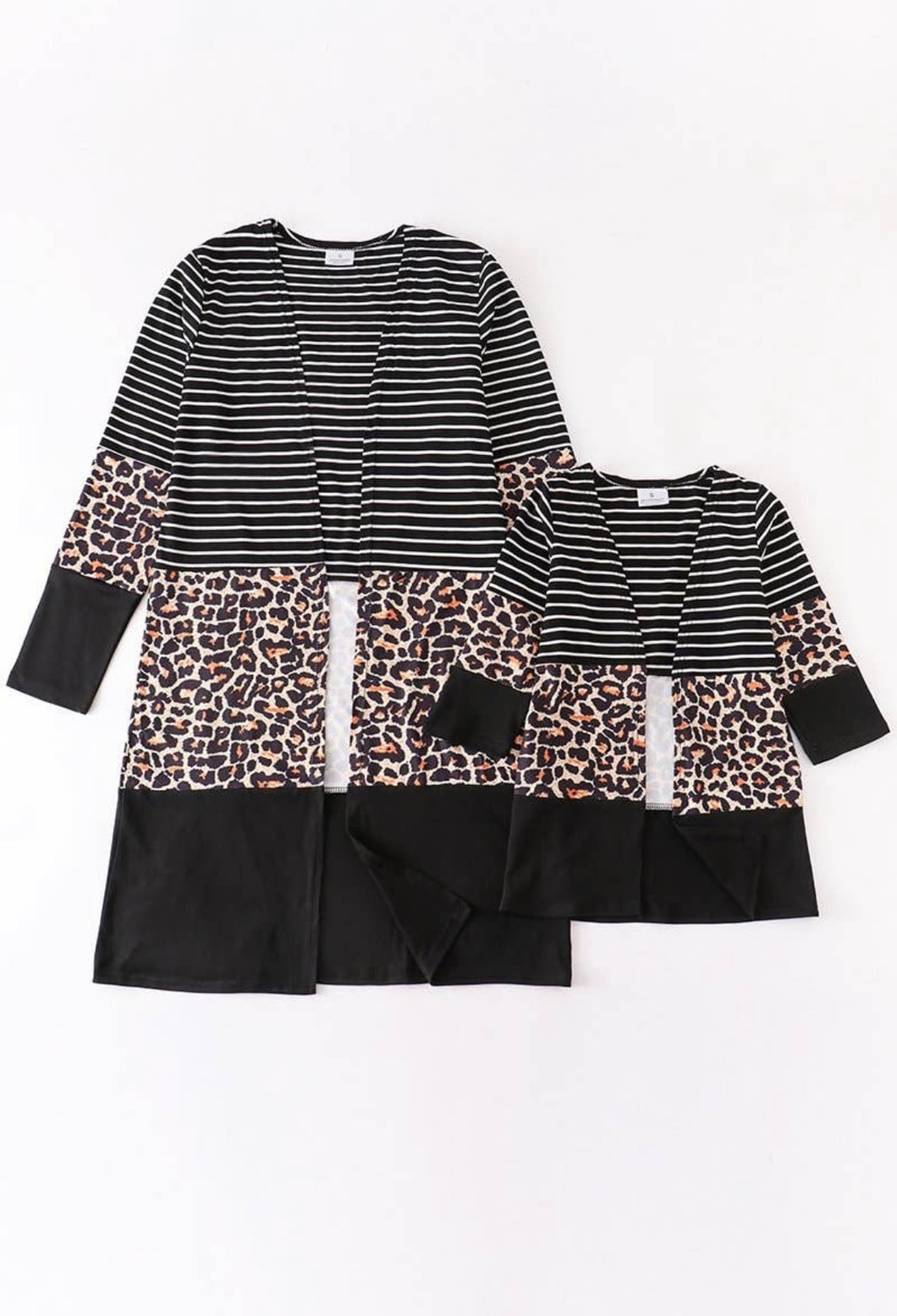 Mommy- Black & white striped Leopard Cardigan