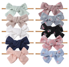 Load image into Gallery viewer, Newborn Baby Girl Linen Bow Floral Print

